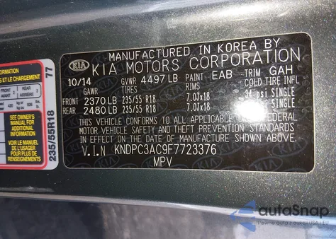 2015 Kia Sportage Ex z USA, uszkodzony, nr VIN KNDPC3AC9F7723376